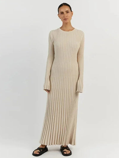 Women's Long Sleeve Knitted Midi Dress