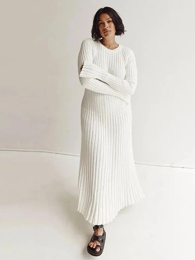 Women's Long Sleeve Knitted Midi Dress