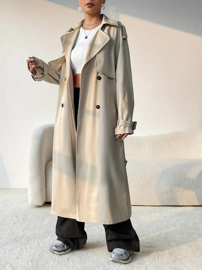 Women's Stylish Long Double Breasted Trench Coat | Perfect for Winter and Fall