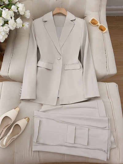 Women's Elegant Shawl Collar Office Work Outfit Set | Ideal for Everyday Wear