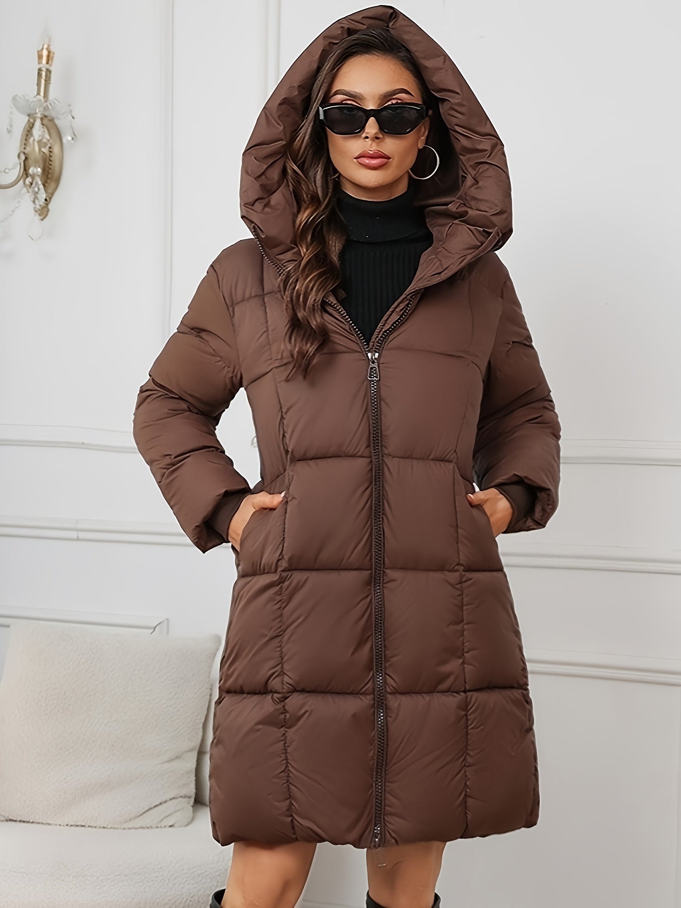 Women's Chic Mid-Length Hooded Puffer Coat | Ideal for Winter