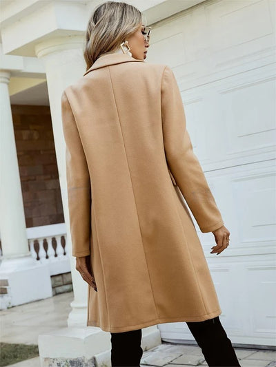 Women's Elegant Double-Breasted Lapel Long Sleeve Trench Coat | Ideal for Winter And Fall