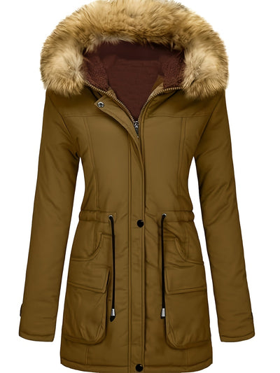 Women's Luxurious Hooded Winter Coat with Faux Fur Trim | Ideal for Winter