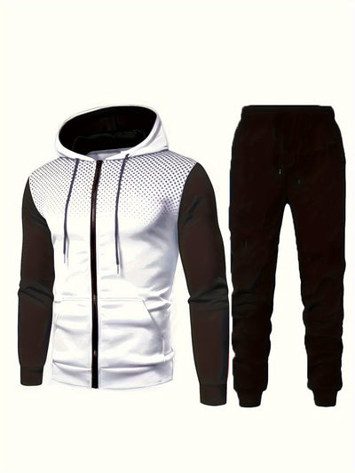 Men's Casual Fleece Sweatshirt Tracksuit with Hooded Long Sleeve and Drawstring Pants | Perfect for Outdoor Activities