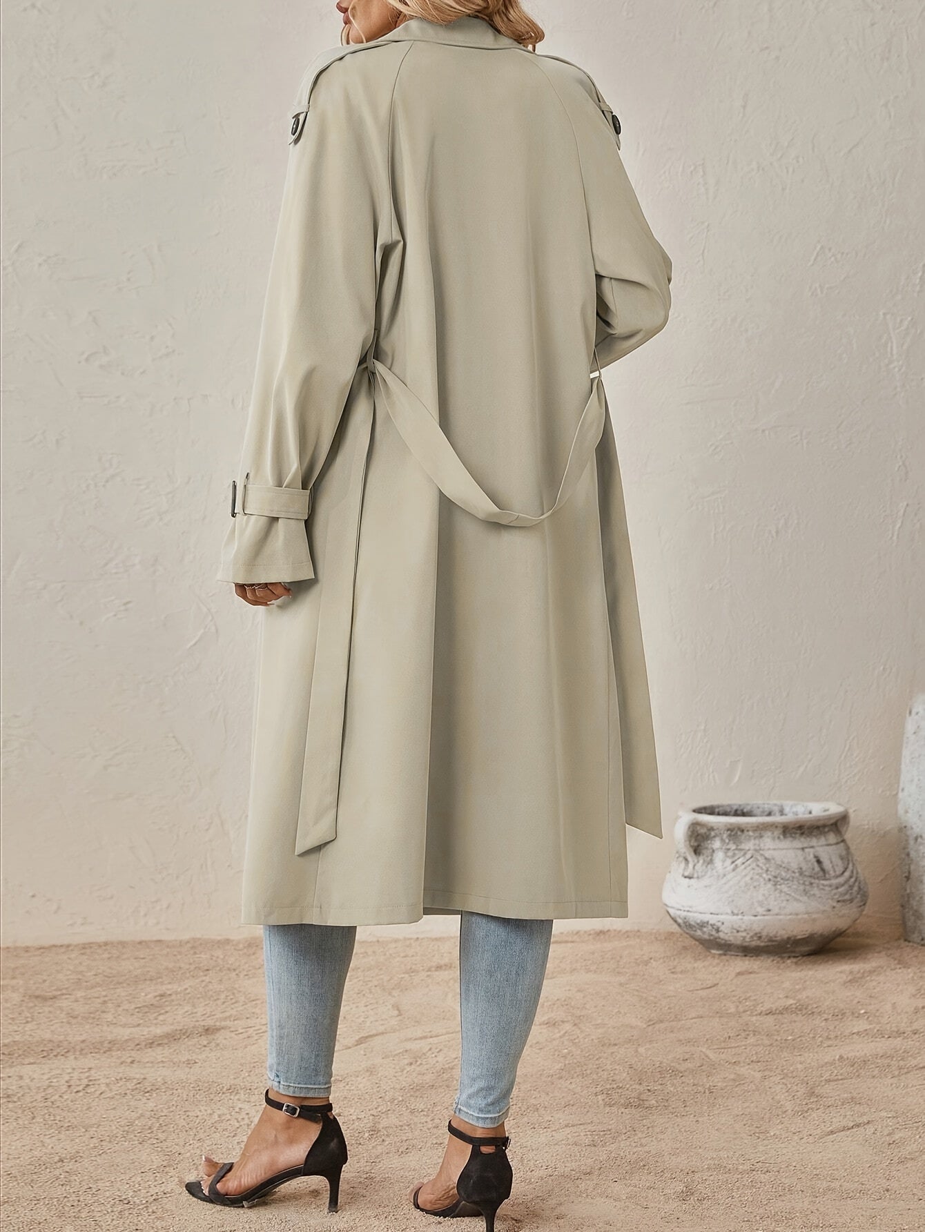 Elegant Women’s Long Sleeve Solid Color Trench Coat | Perfect for Autumn