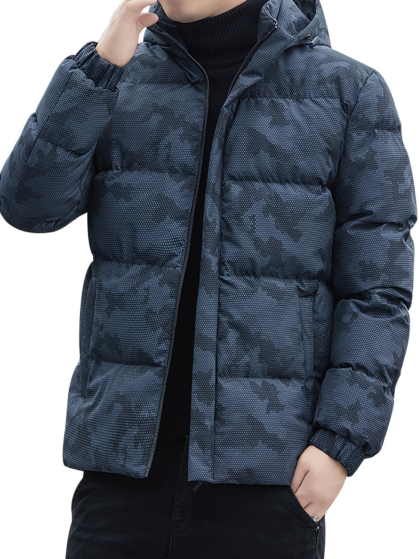 Men's Casual Padded Winter Jacket with Zip-Up and Hood | Ideal for Winter