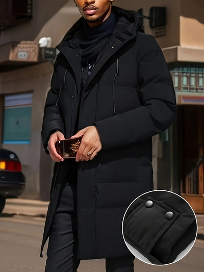 Men's Warm Solid Color Long Stand Collar Puffer Winter Jacket | Ideal for Winter