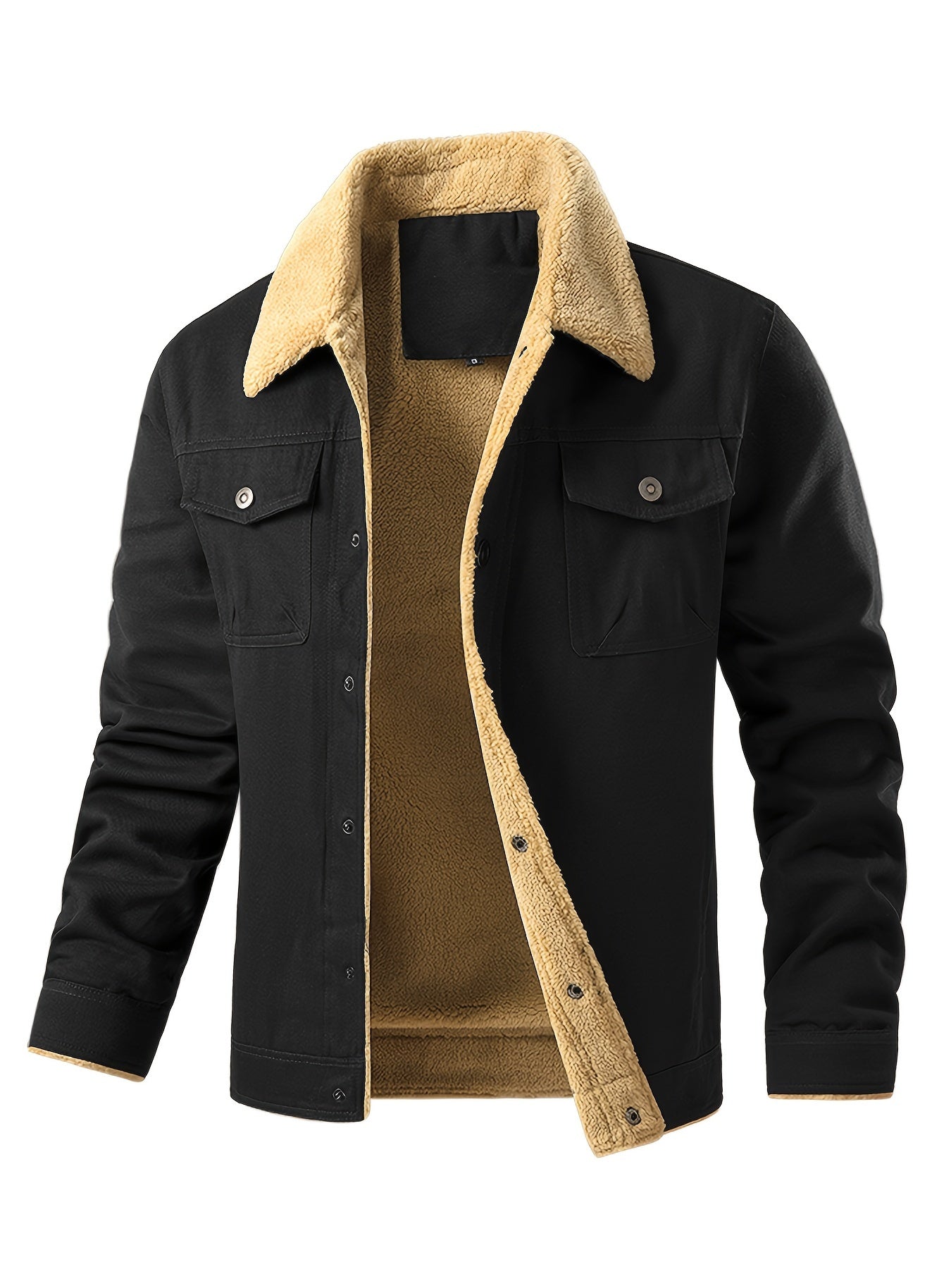 Men's Casual Warm Fleece Flap Pocket Winter Jacket | Ideal for Winter