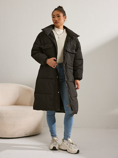 Women's Elegant Long Over-the-Knee Puffer Coat | Ideal for Winter