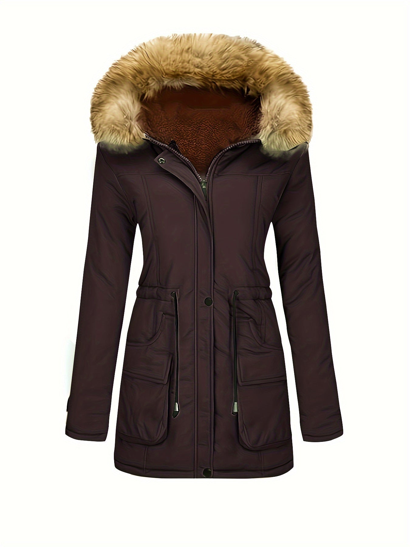 Women's Luxurious Hooded Winter Coat with Faux Fur Trim | Ideal for Winter