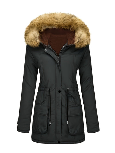 Women's Luxurious Hooded Winter Coat with Faux Fur Trim | Ideal for Winter