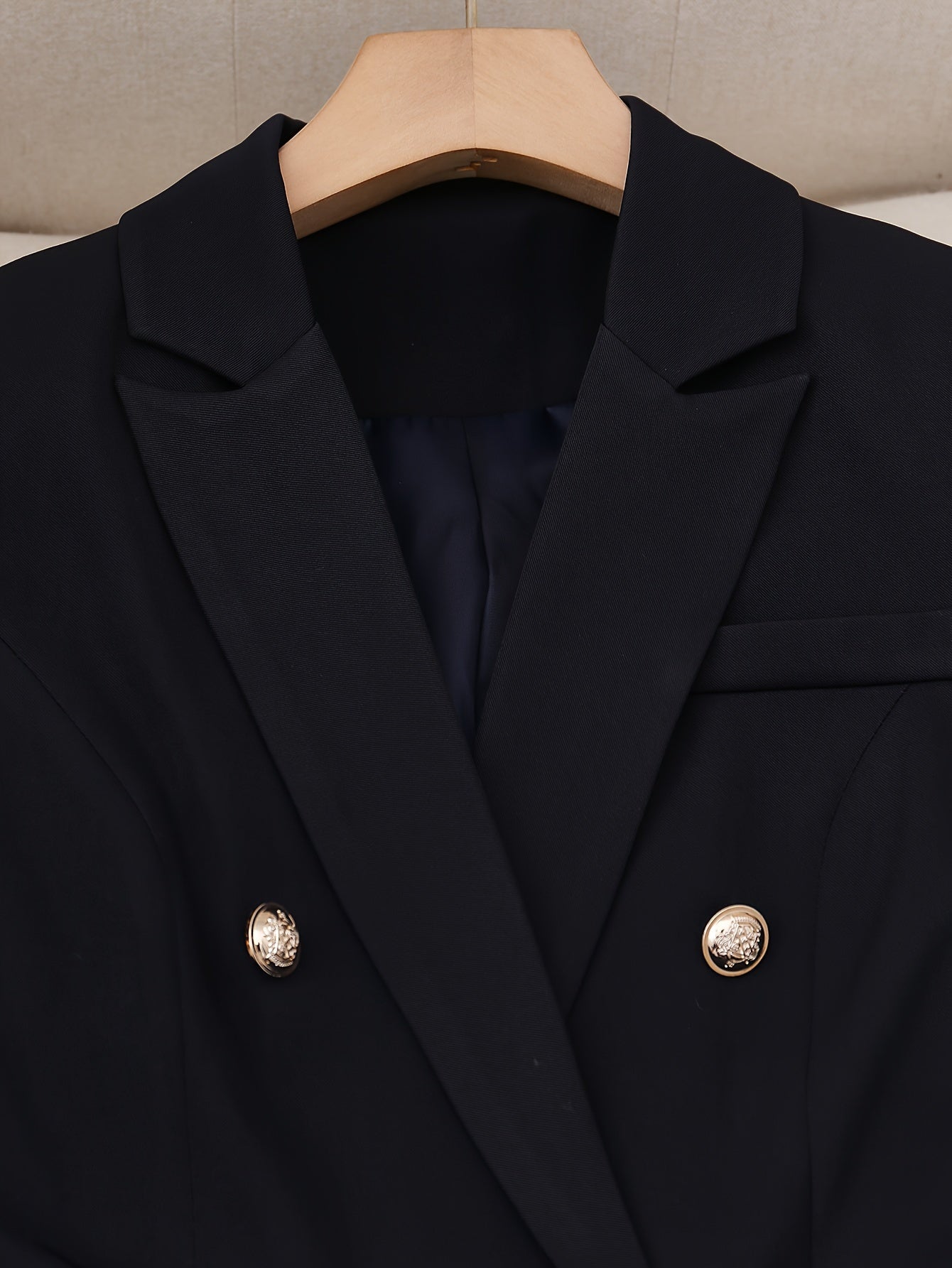 Women's Elegant Navy Blue Double-Breasted Blazer Co-ord Set | Ideal for Everyday Wear