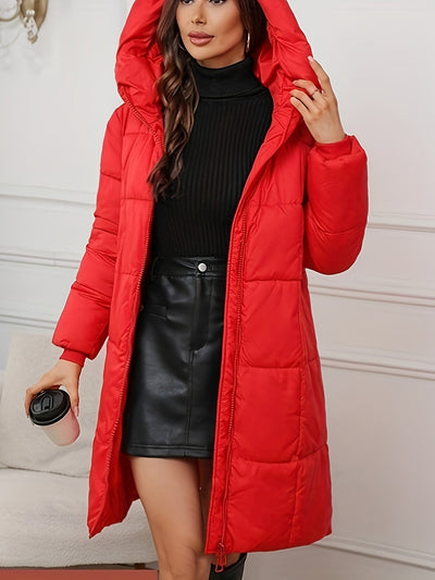 Women's Chic Mid-Length Hooded Puffer Coat | Ideal for Winter