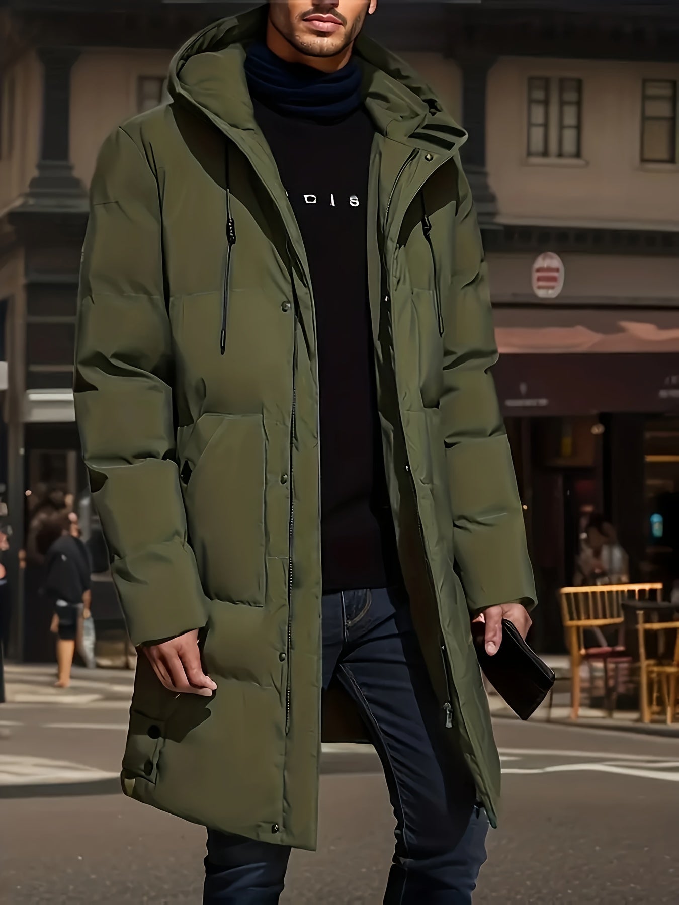 Men's Warm Solid Color Long Stand Collar Puffer Winter Jacket | Ideal for Winter