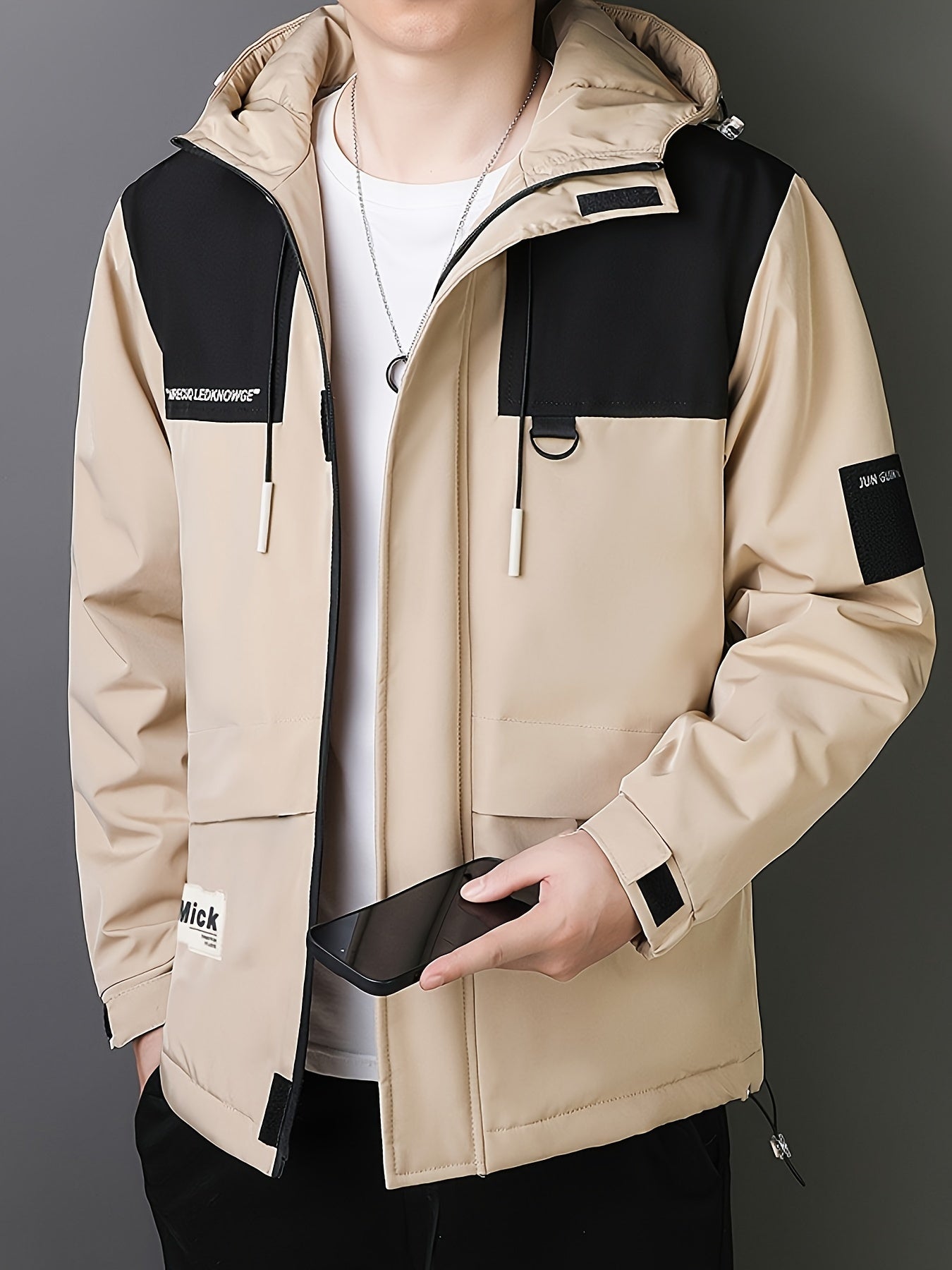 Men's Casual Black Cotton Hooded Windbreaker Winter Jacket | Ideal for Winter