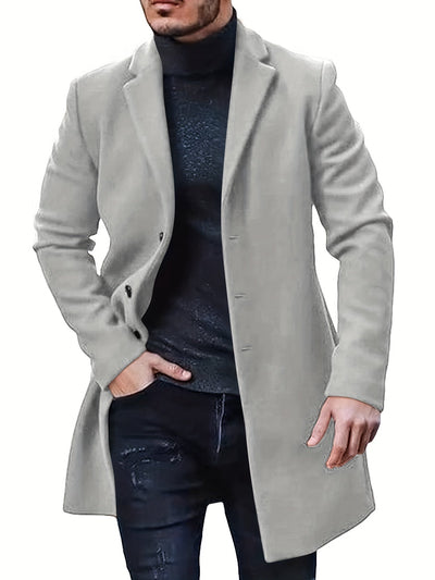 Men's Casual Trench Coat with Button Down and Midlength Design | Ideal for Winter