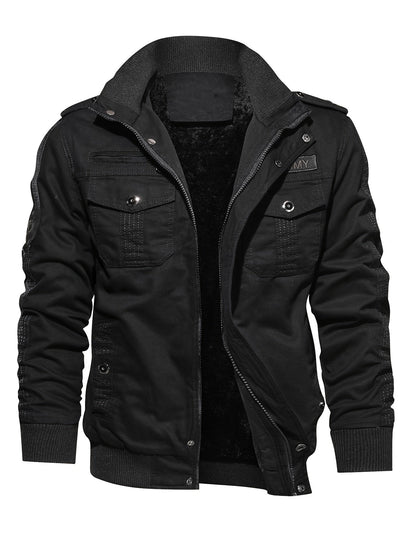 Men's Casual Long Sleeve Zip-Up Retro Stand Collar Winter Jacket | Ideal for Winter