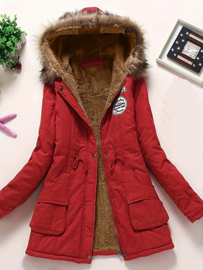 Women's Stylish Warm Fleece Parka Winter Jacket with Faux Fur | Perfect for Winter