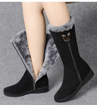 Women's Warm Wool-Lined Flat Ankle Winter Boots | Ideal for Everyday Wear