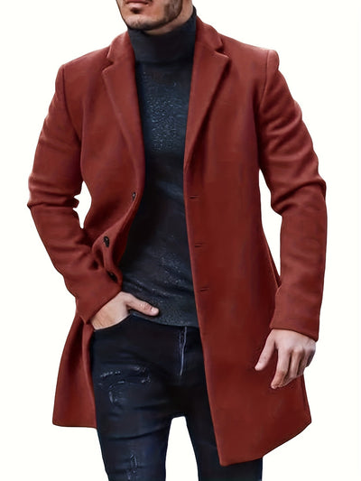 Casual Midlength Button Down Tranch Coat for Men | Ideal for Winter