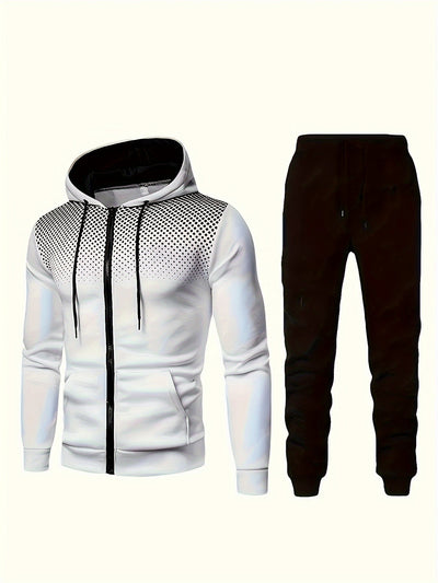 Men's Casual Fleece Sweatshirt Tracksuit with Hooded Long Sleeve and Drawstring Pants | Perfect for Outdoor Activities