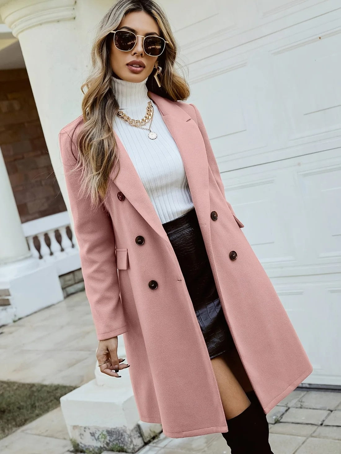 Women's Elegant Double-Breasted Lapel Long Sleeve Trench Coat | Ideal for Winter And Fall