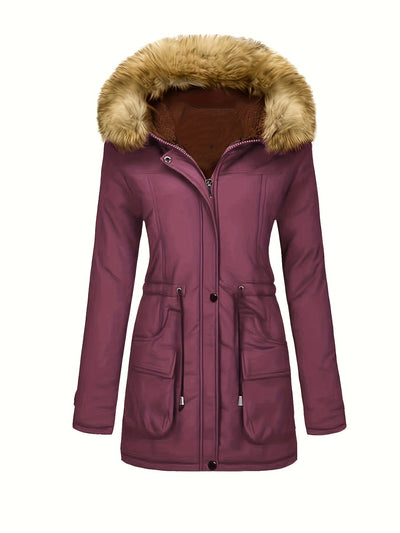 Women's Luxurious Hooded Winter Coat with Faux Fur Trim | Ideal for Winter