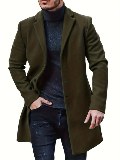 Casual Midlength Button Down Tranch Coat for Men | Ideal for Winter