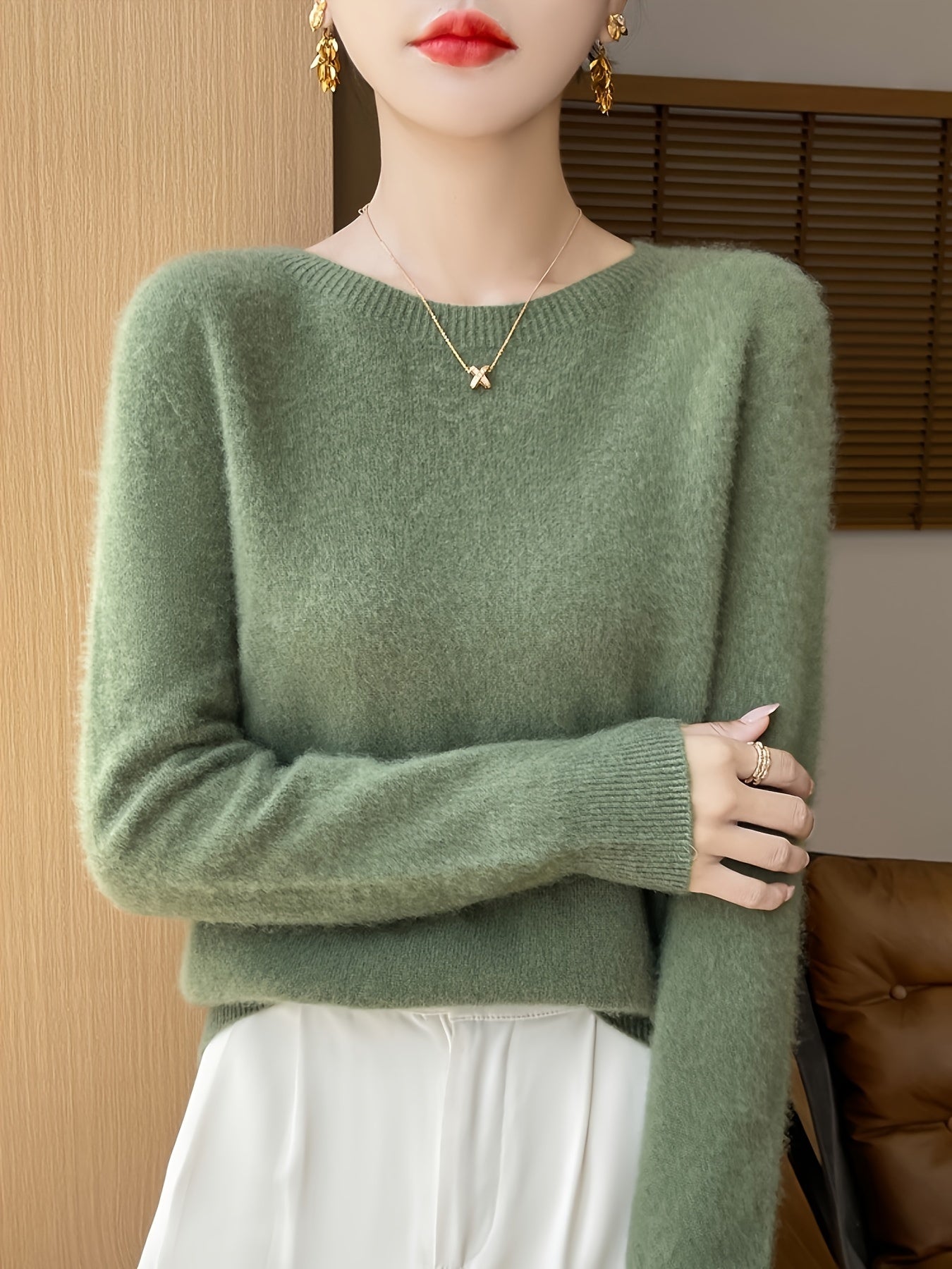 Women's Cozy Wool Cashmere Pullover Sweater | Ideal for Winter