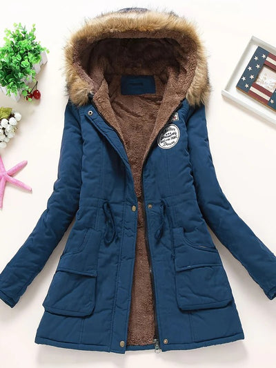 Women's Stylish Warm Fleece Parka Winter Jacket with Faux Fur | Perfect for Winter