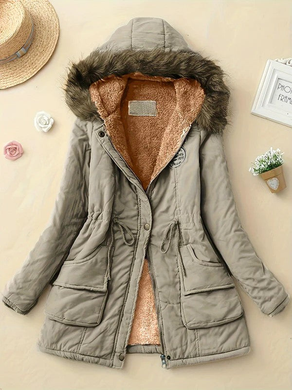 Women's Stylish Warm Fleece Parka Winter Jacket with Faux Fur | Perfect for Winter